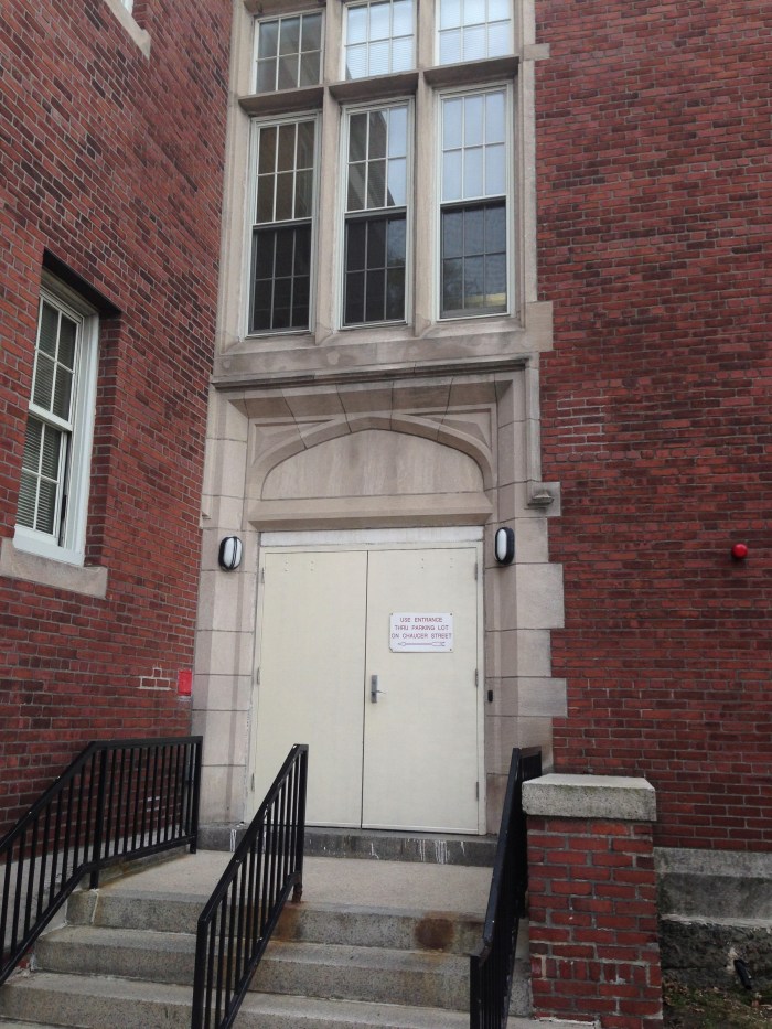 Fallout Shelter sign shadow-Former Bishop Chevrus School East Boston
