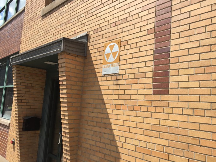 St. Mary's School Lockport NY exterior fallout shelter sign