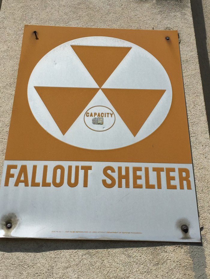 Charlotte Cross Elementary School exterior fallout shelter sign