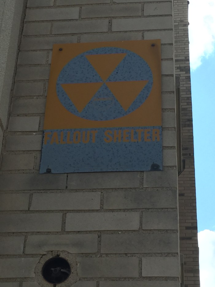Fraternal Order of Eagles exterior fallout shelter sign